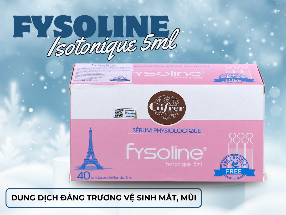 Fysoline Isotonique 5ml (Hộp 40 ống x 5ml) 12 Fysoline Isotonique 5ml giúp vệ sinh mắt, mũi hàng ngày