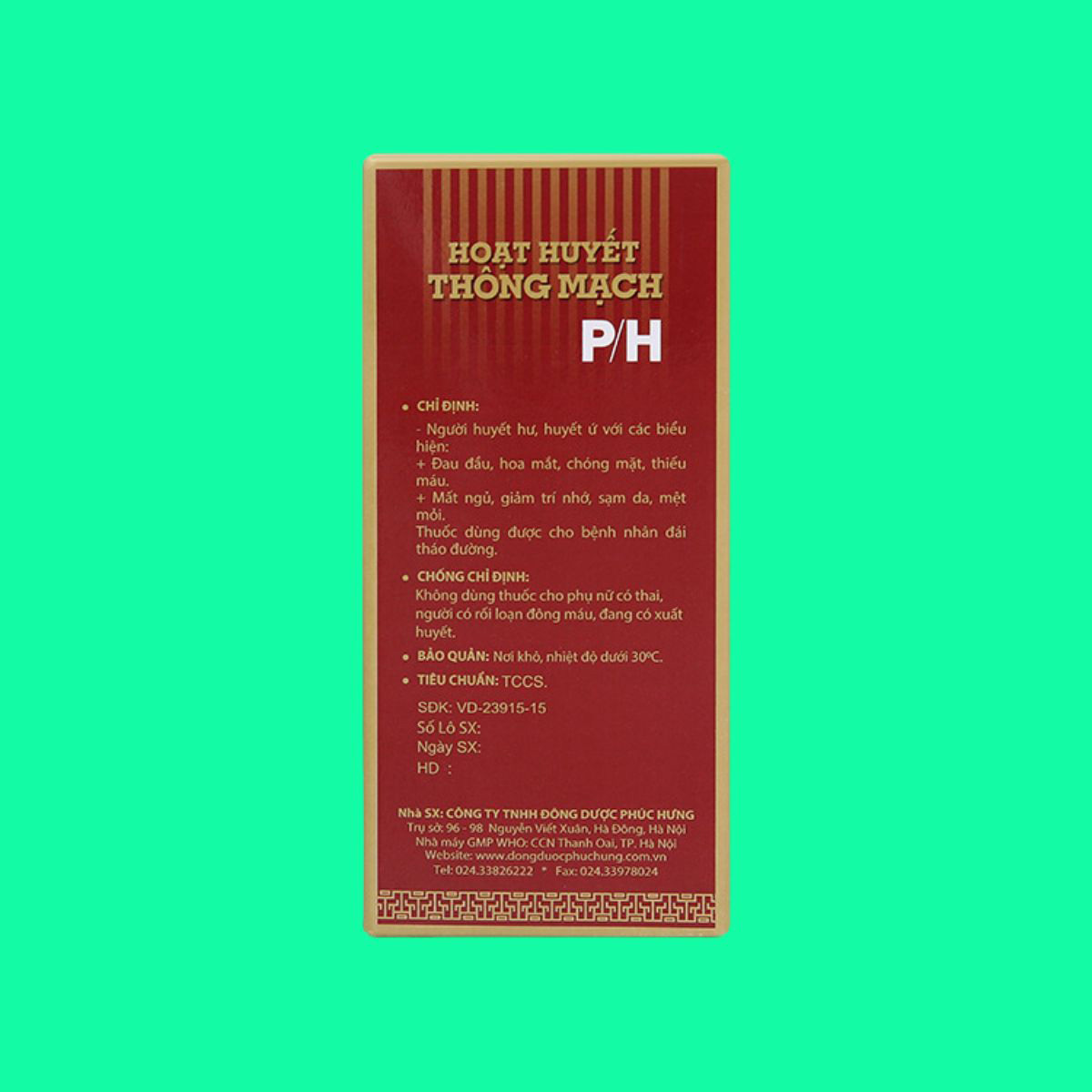 Hoat Huyet Thong Mach P/H Cao Long - 6 Thuốc Hoạt huyết thông mạch P/H (Cao lỏng) 250ml - Hỗ trợ tăng cường tuần hoàn não