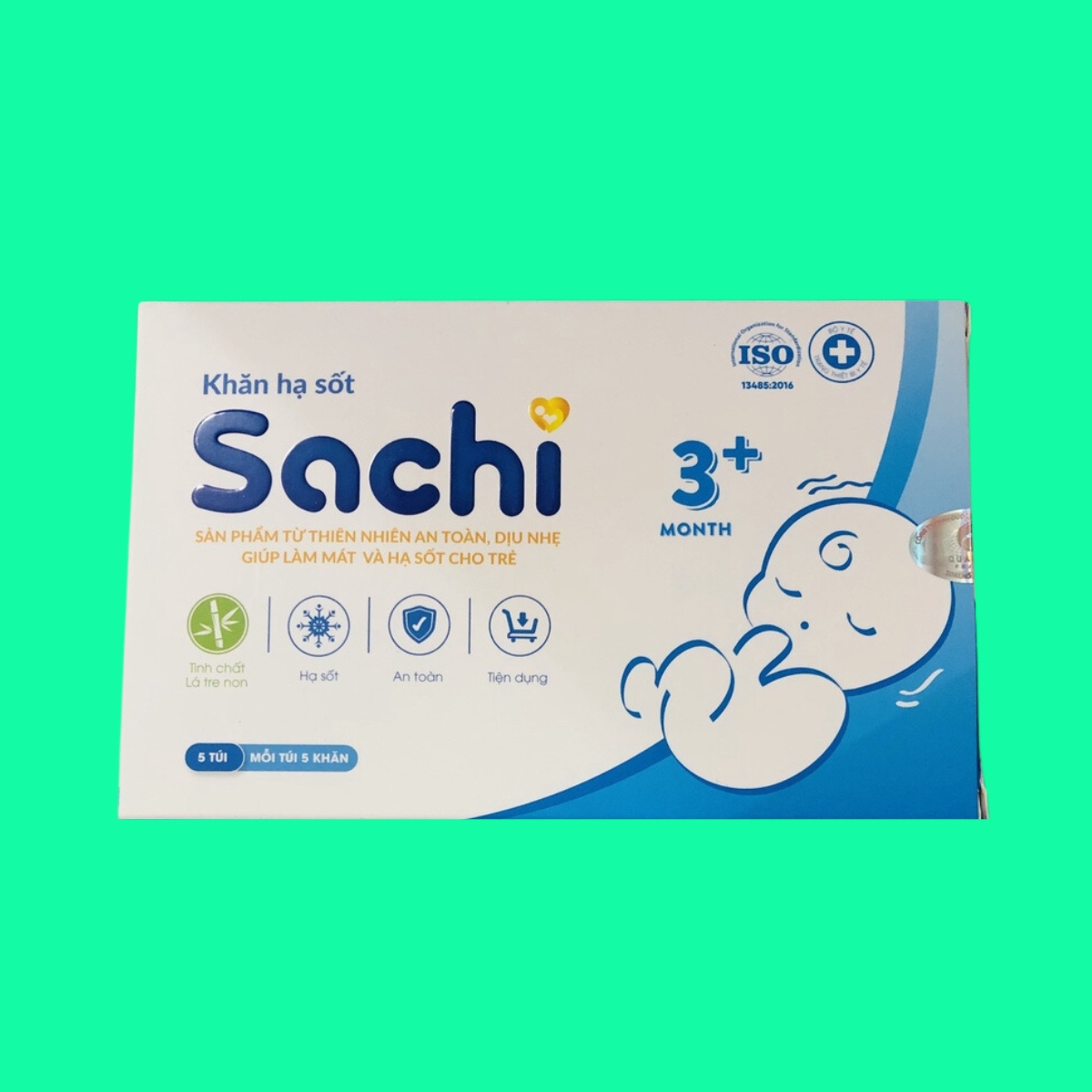 Khan ha sot thao duoc Sachi 3M 3 Khăn hạ sốt thảo dược Sachi 3M+