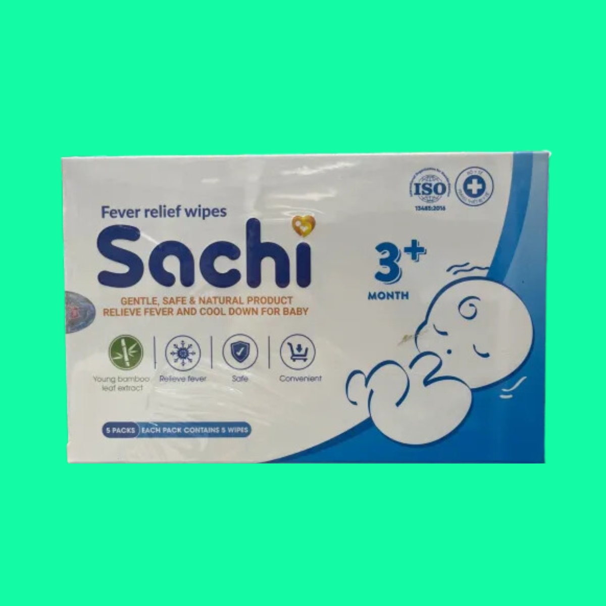Khan ha sot thao duoc Sachi 3M 4 Khăn hạ sốt thảo dược Sachi 3M+