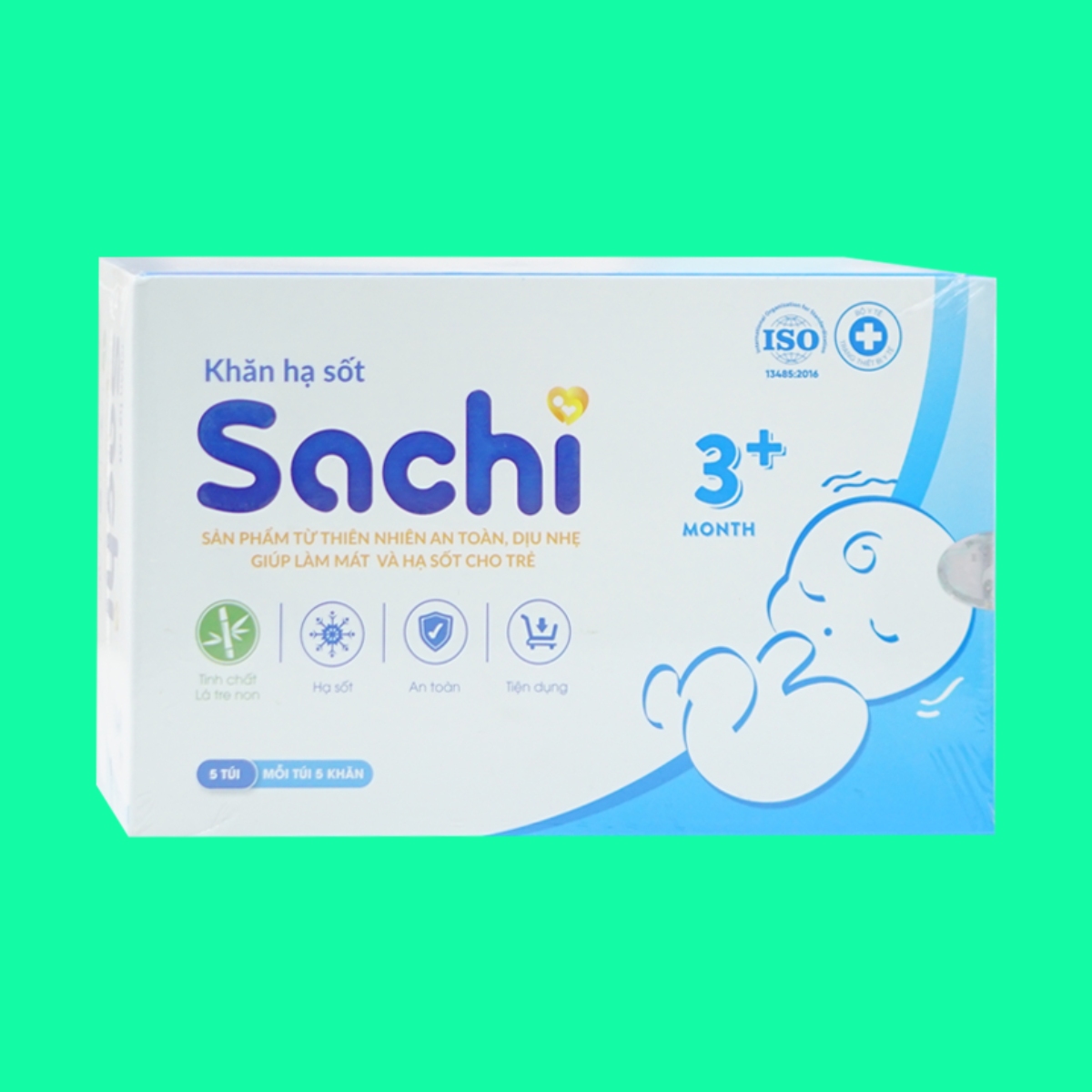 Khan ha sot thao duoc Sachi 3M 6 Khăn hạ sốt thảo dược Sachi 3M+