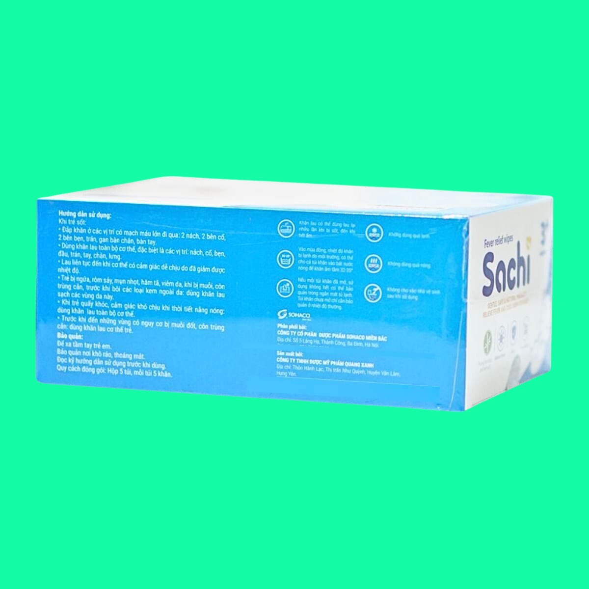 Khan ha sot thao duoc Sachi 3M 7 Khăn hạ sốt thảo dược Sachi 3M+
