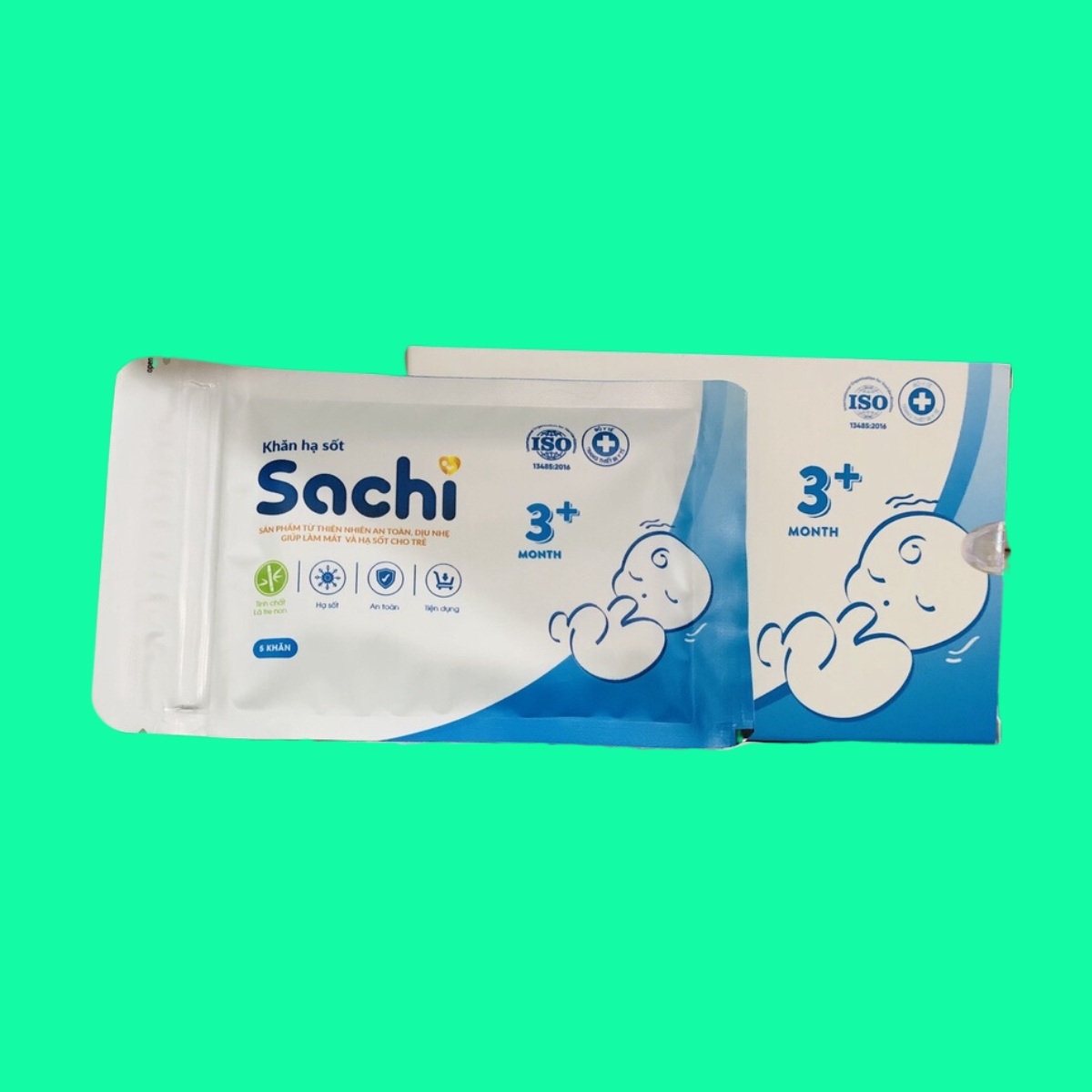 Khan ha sot thao duoc Sachi 3M Khăn hạ sốt thảo dược Sachi 3M+