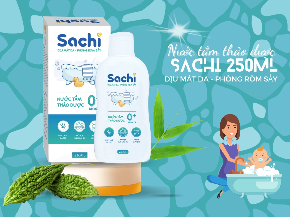 Nước tắm thảo dược Sachi 250ml 10 Nước tắm thảo dược Sachi 250ml giúp làm dịu mát da và bảo vệ da cho trẻ