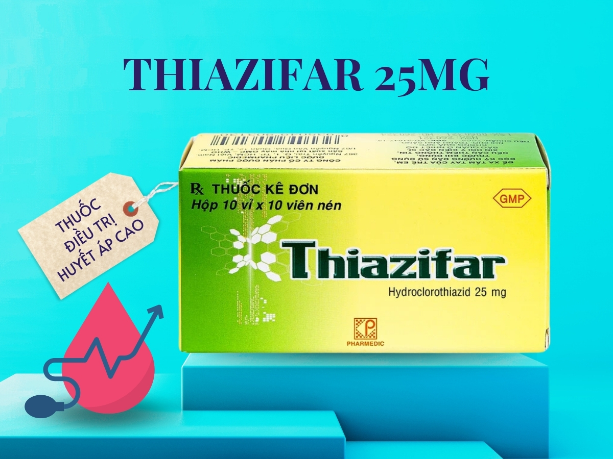 Thiazifar 25mg 14 Thuốc Thiazifar 25mg điều trị huyết áp cao