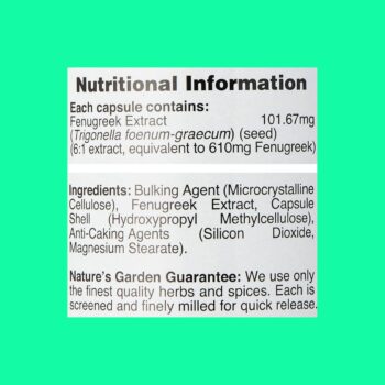 Fenugreek 610mg Nature’s Garden 11 Fenugreek 610mg Nature’s Garden