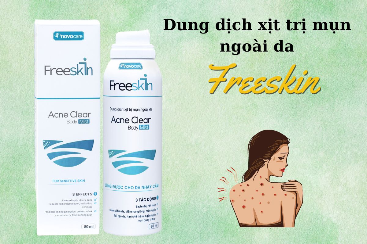 Dung dịch xịt trị mụn ngoài da Freeskin 11 Dung dịch xịt trị mụn ngoài da Freeskin có công dụng gì?