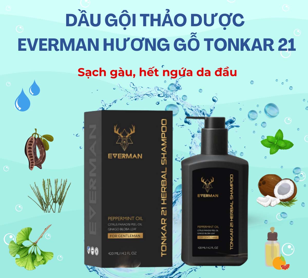 Dầu gội thảo dược Everman hương gỗ Tonkar 21