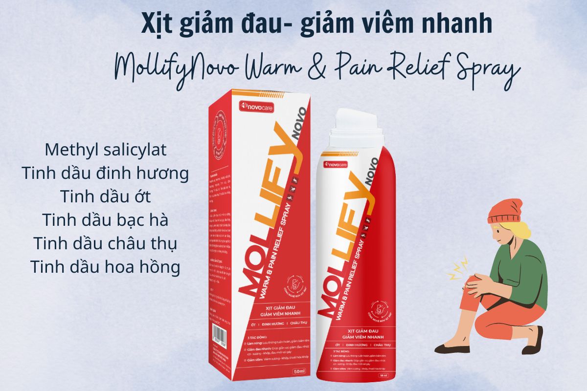 MollifyNovo Warm & Pain Relief Spray 7 MollifyNovo Warm & Pain Relief Spray có công dụng gì?