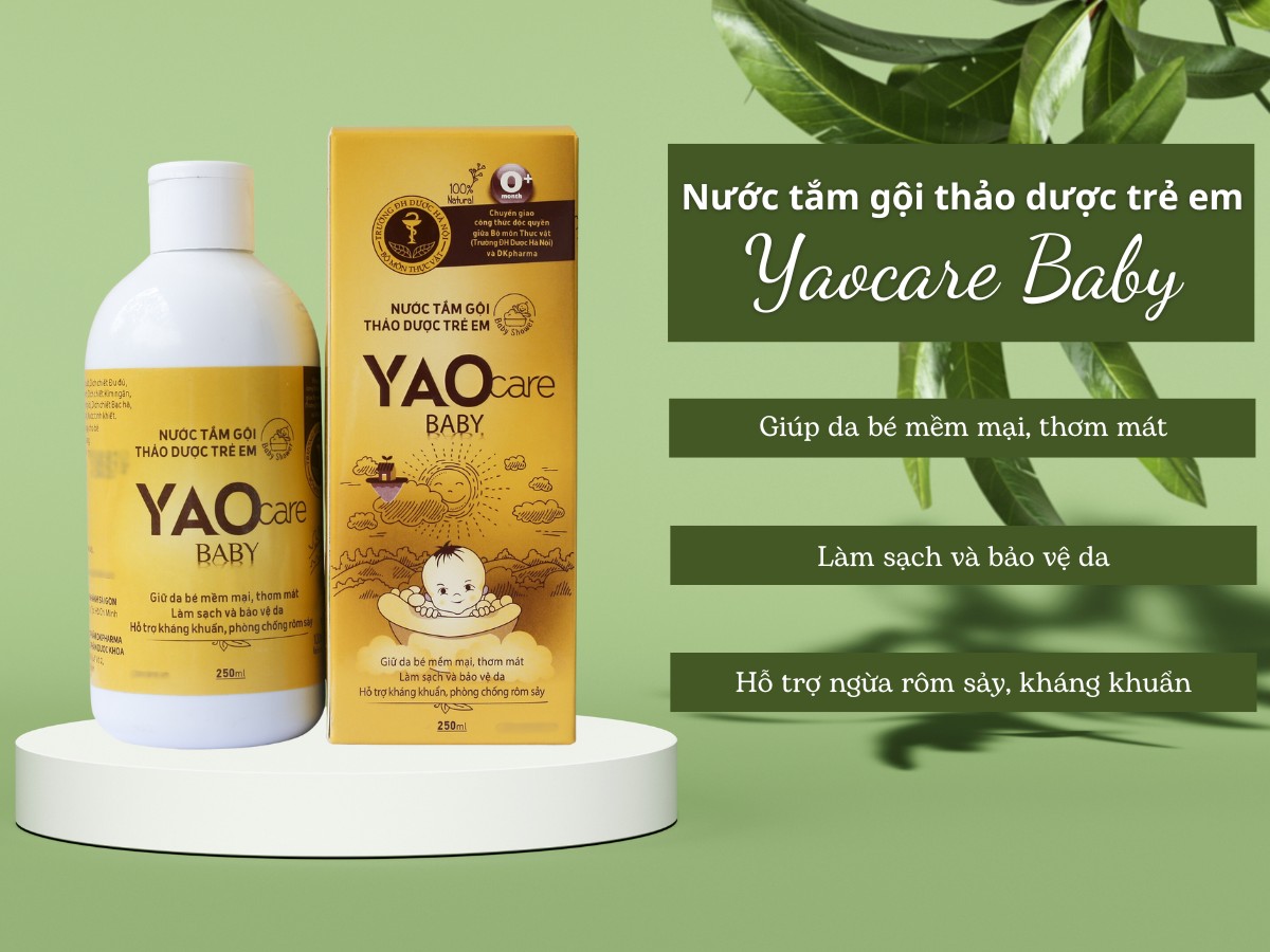 Nước tắm gội thảo dược trẻ em Yaocare Baby giúp làm sạch, bảo vệ và tăng cường sức khỏe làn da cho trẻ