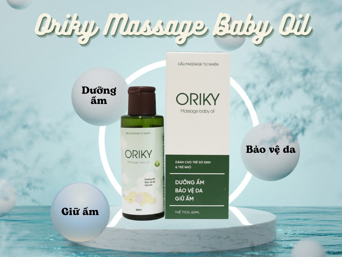 Oriky Massage Baby Oil giúp dưỡng ẩm, giữ ấm và bảo vệ da cho trẻ