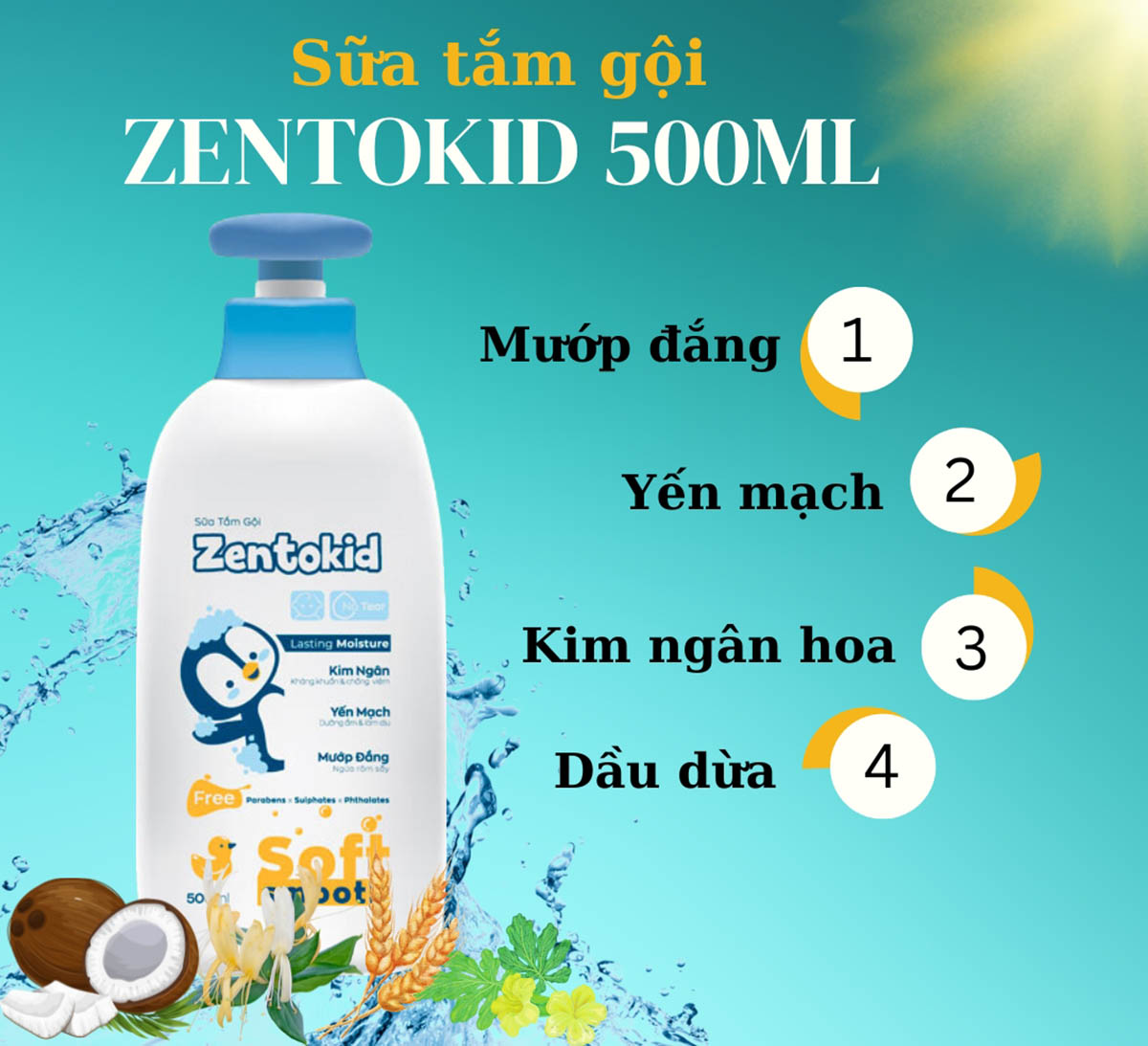 Sữa tắm gội Zentokid 500ml