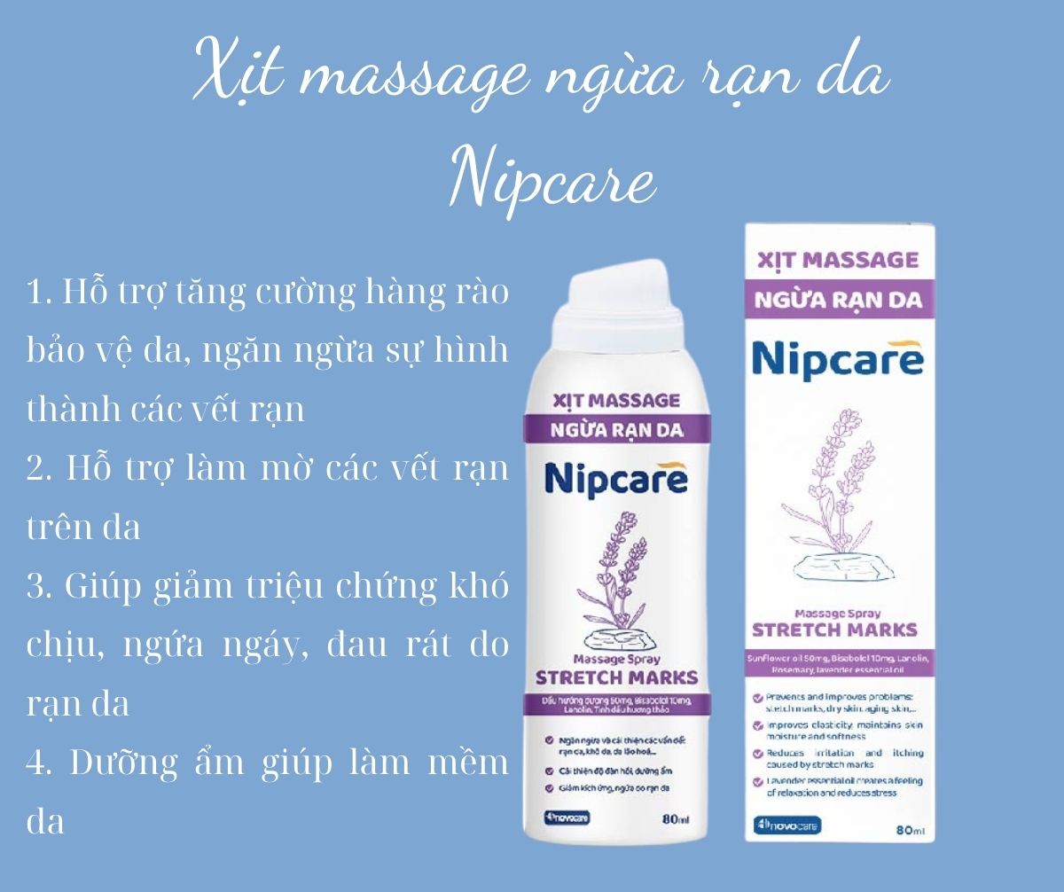 Xịt massage ngừa rạn da Nipcare 7 Xịt massage ngừa rạn da Nipcare ngăn ngừa rạn da