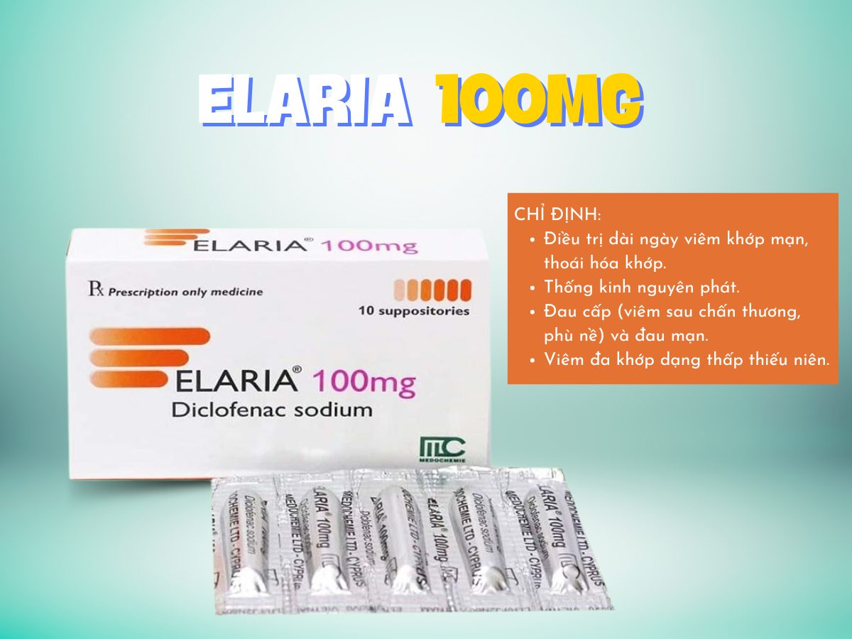 Elaria 100mg 7 Thuốc Elaria 100mg điều trị viêm khớp, thoái hóa khớp