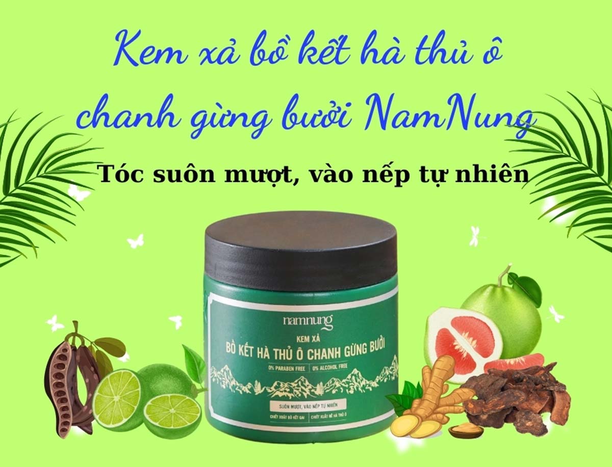 Kem xả bồ kết hà thủ ô chanh gừng bưởi NamNung