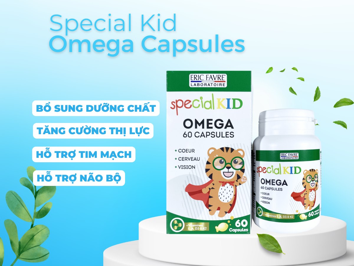 Special Kid Omega Capsules 9 Special Kid Omega Capsules bổ sung dưỡng chất, hỗ trợ thị lực, não bộ và tim mạch của trẻ