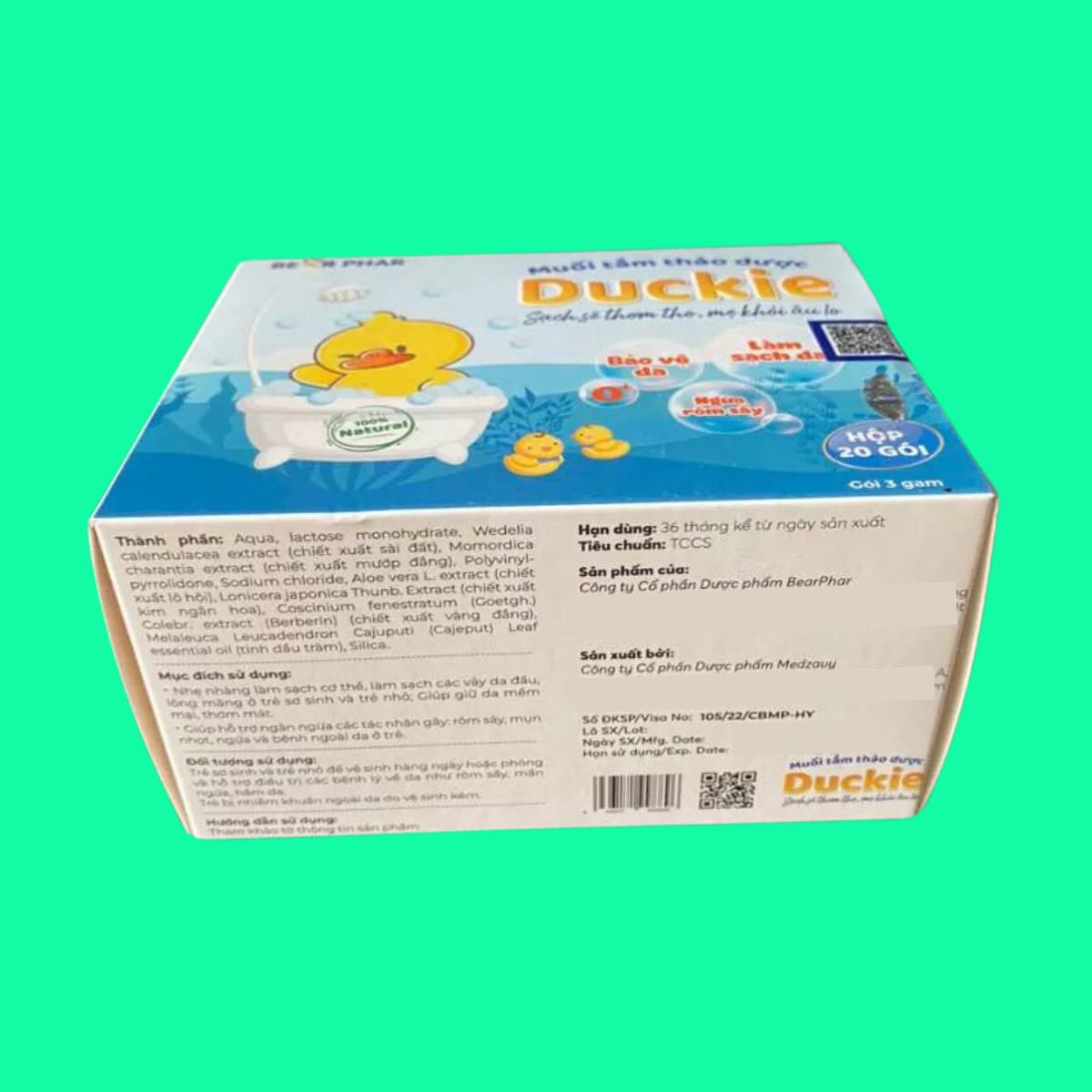 muoi-tam-thao-duoc-duckie-4 Muối tắm thảo dược Duckie 20 gói