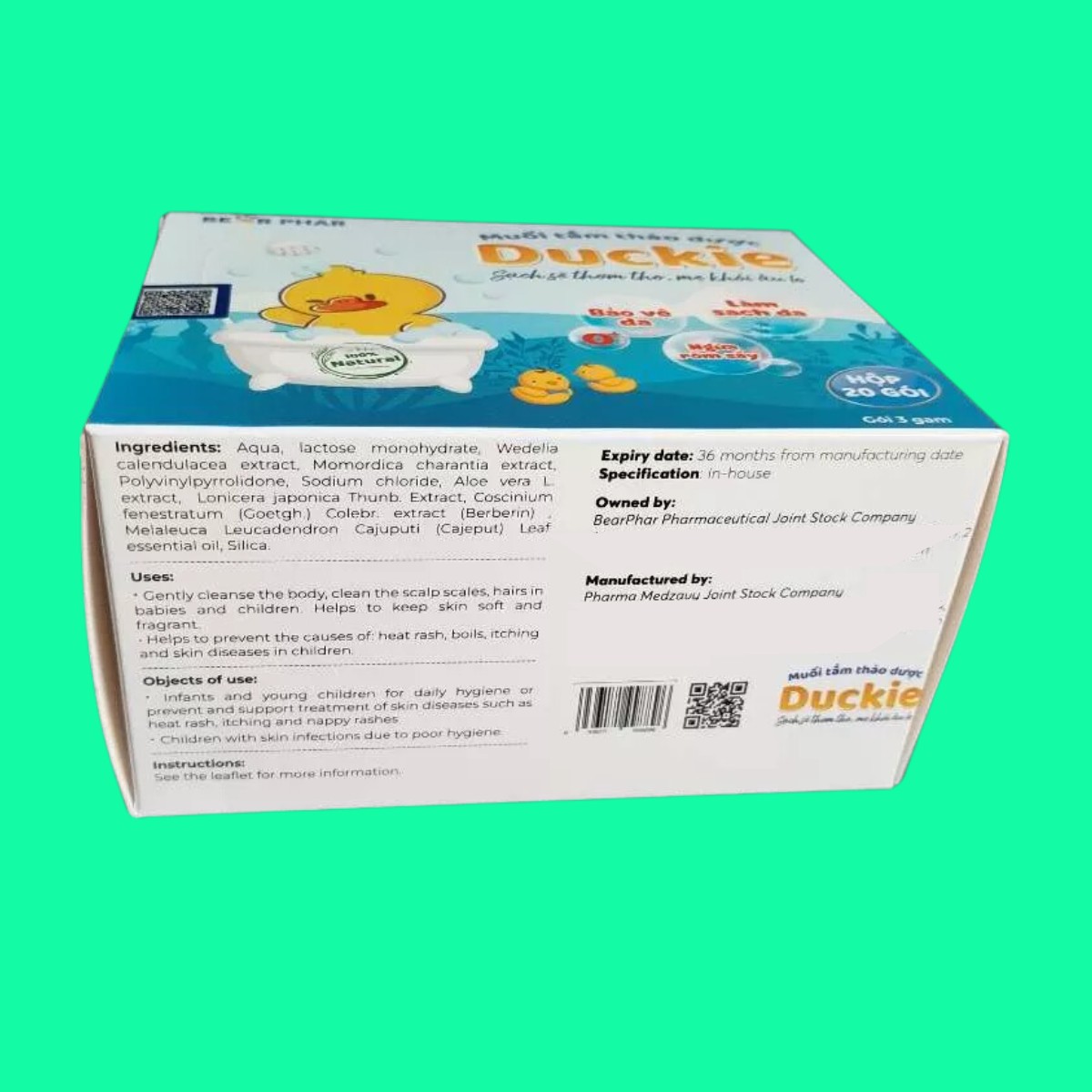 muoi-tam-thao-duoc-duckie-5 Muối tắm thảo dược Duckie 20 gói
