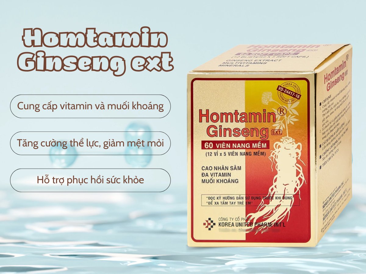 Homtamin Ginseng ext 17 Thuốc Homtamin Ginseng ext bổ sung vitamin, muối khoáng và giảm mệt mỏi