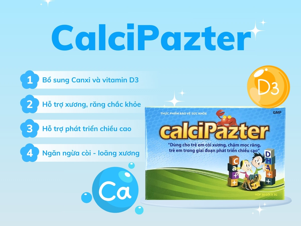 CalciPazter 9 CalciPazter hỗ trợ phát triển chiều cao, giúp xương chắc khỏe