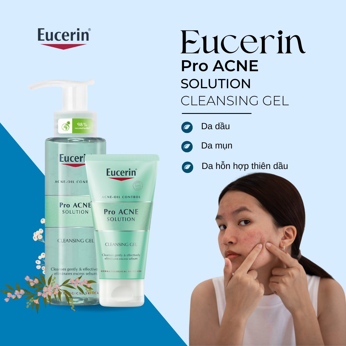Eucerin Pro Acne Solution Cleansing Gel 8 Sữa rửa mặt Eucerin Pro Acne Solution Cleansing Gel