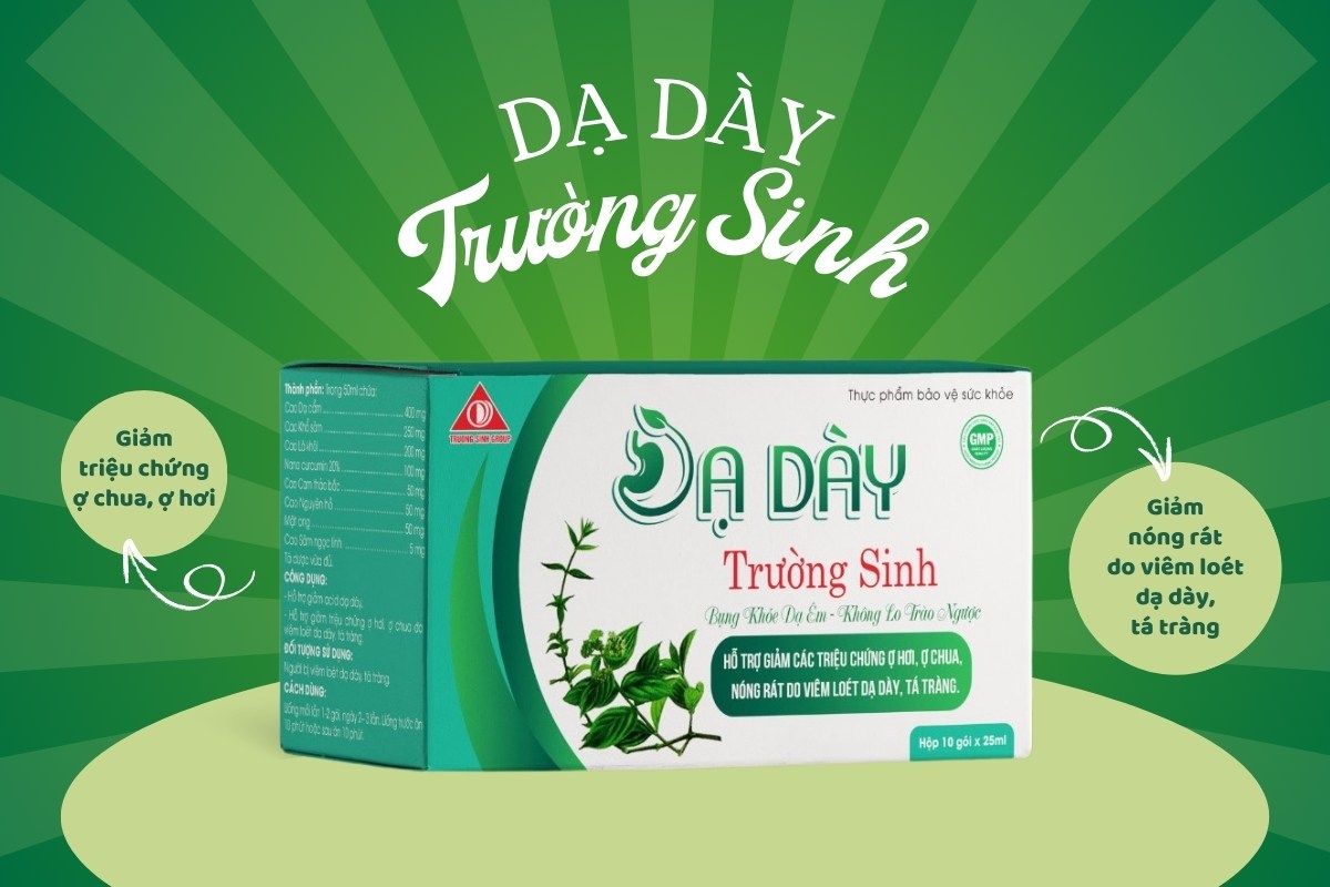 Dạ Dày Trường Sinh 8 Dạ Dày Trường Sinh giảm triệu chứng do viêm loét dạ dày, tá tràng