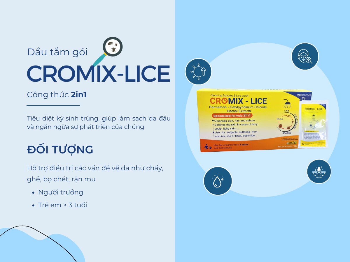 Dầu tắm gói CROMIX LICE 12 Dầu tắm gói CROMIX LICE