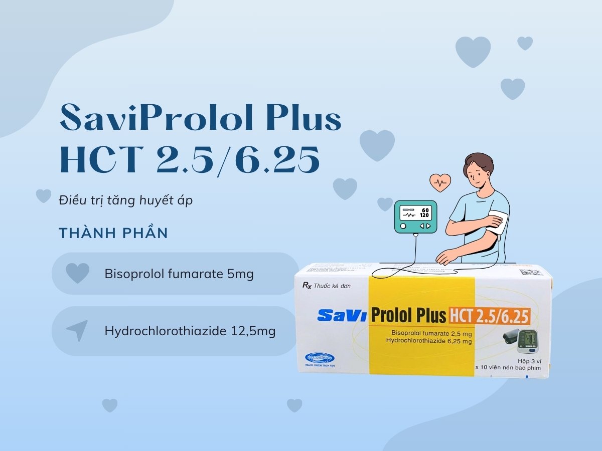 SaviProlol Plus HCT 2.5/6.25 13 Thuốc SaviProlol Plus HCT 2.5/6.25