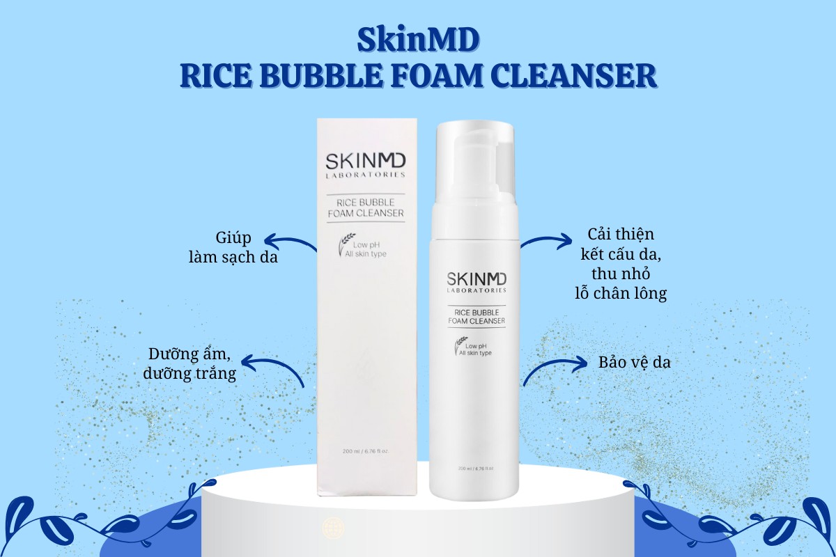 SkinMD Rice Bubble Foam Cleanser 9 Sữa rửa mặt SkinMD Rice Bubble Foam Cleanser giúp làm sạch, bảo vệ da