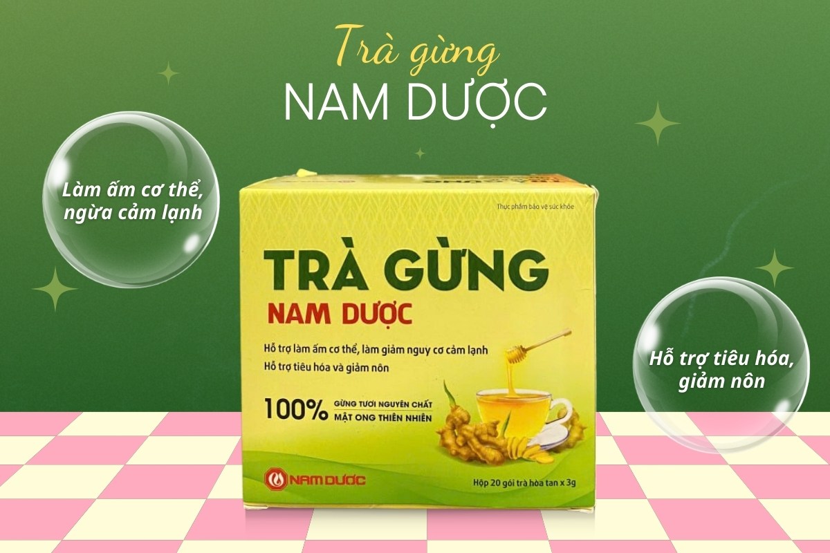 Trà gừng Nam Dược 11 Trà gừng Nam Dược hỗ trợ làm ấm cơ thể, giảm nguy cơ cảm lạnh