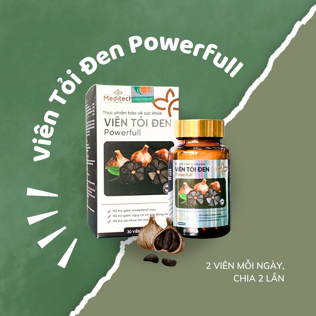 Viên Tỏi đen Powerfull 12 Viên Tỏi đen Powerfull