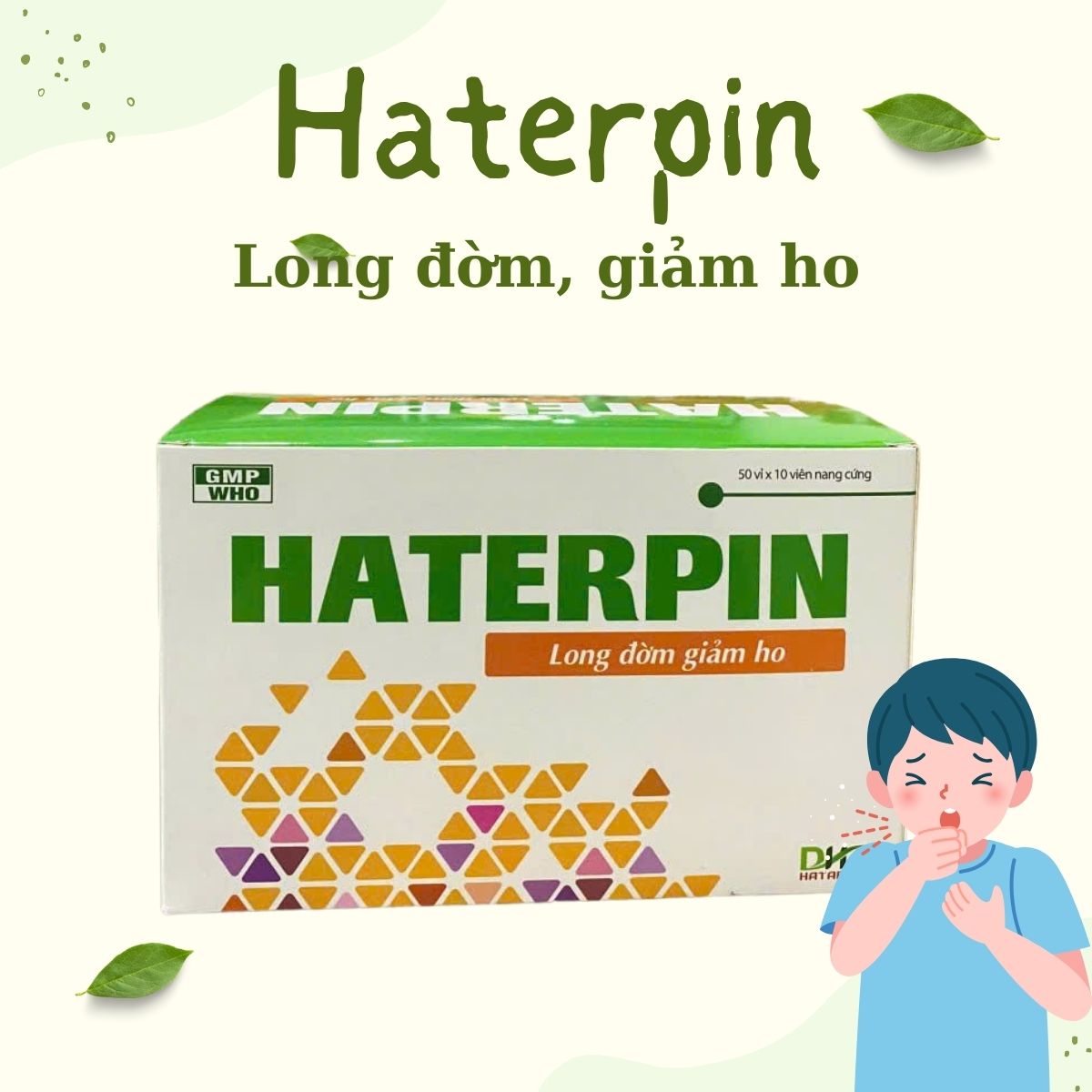 Haterpin (Viên nang cứng) 13 Haterpin giúp long đờm, giảm ho