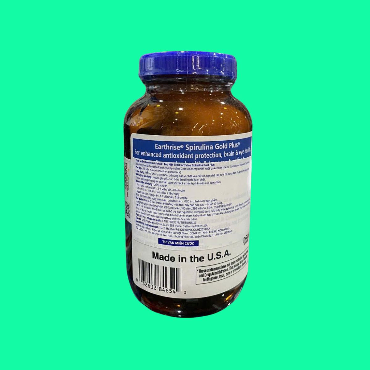 Tảo mặt trời Earthrise Spirulina Gold Plus (4) Tảo mặt trời Earthrise Spirulina Gold Plus
