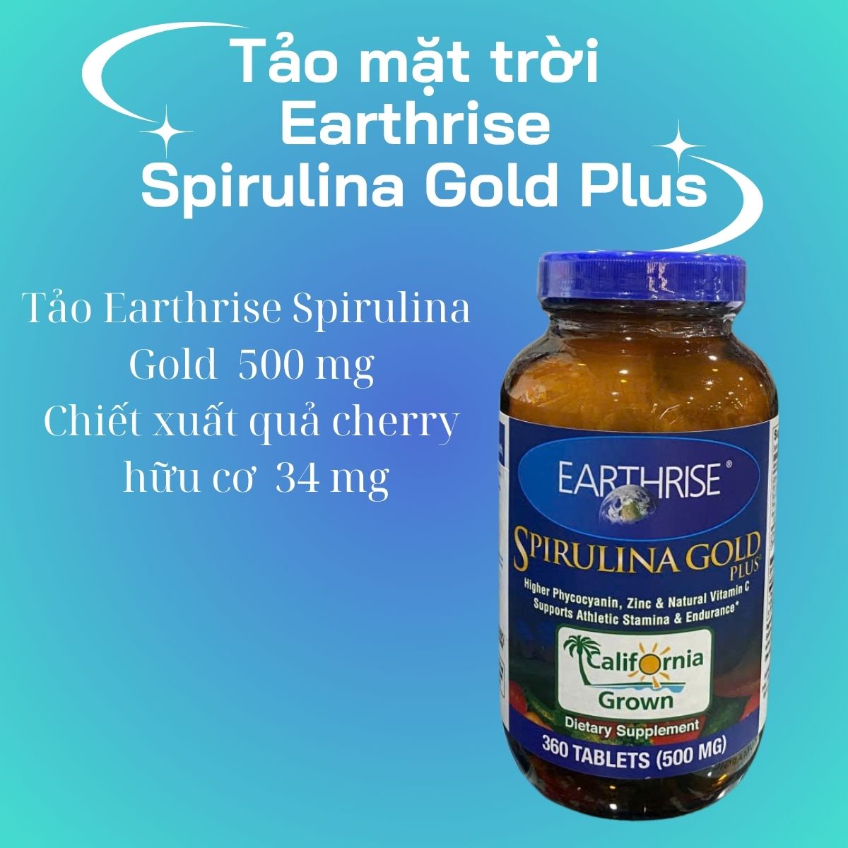 Tảo mặt trời Earthrise Spirulina Gold Plus 12 Tảo mặt trời Earthrise Spirulina Gold Plus có tác dụng gì?