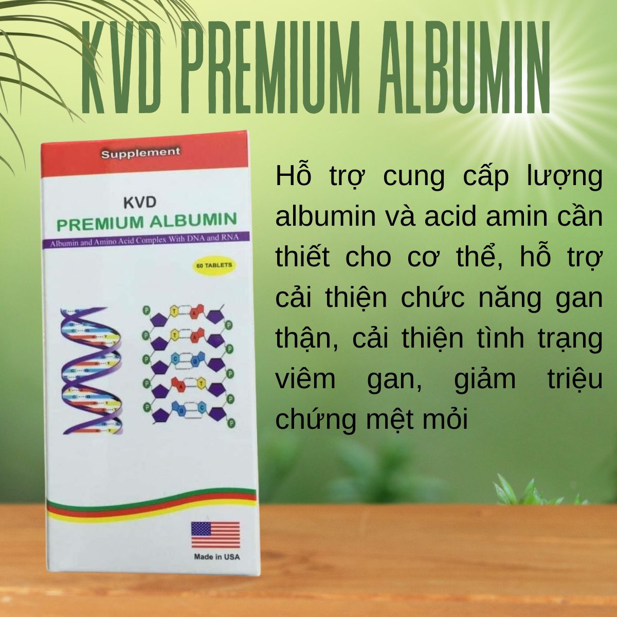 Công dụng sản phẩm KVD Premium Albumin
