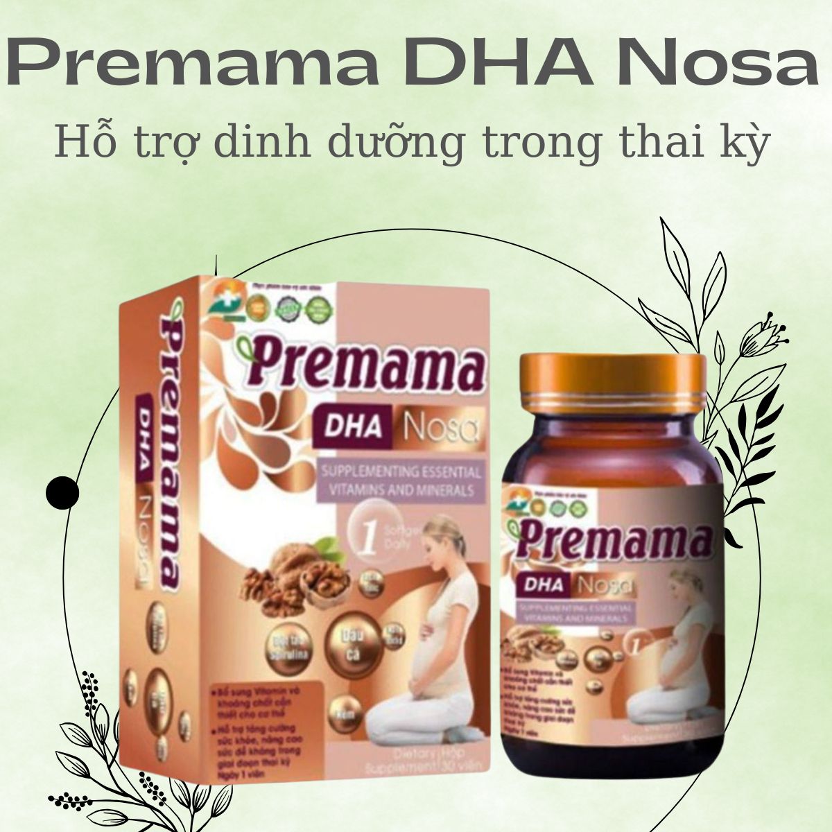 Premama DHA Nosa 9 Premama DHA Nosa hỗ trợ dinh dưỡng cho mẹ bầu