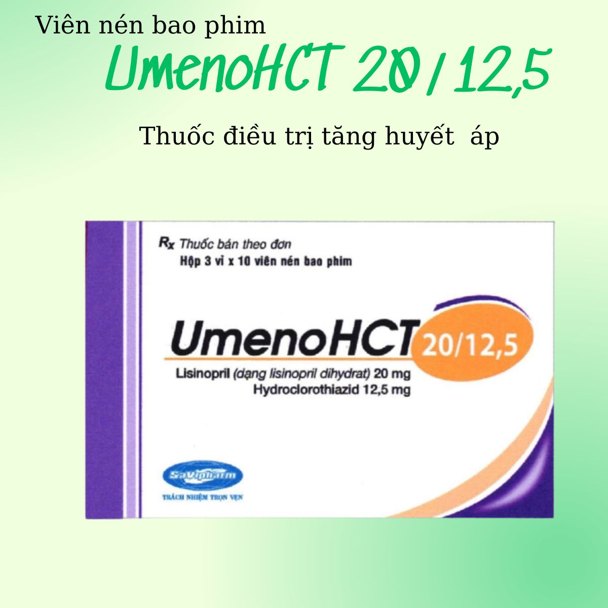 UmenoHCT 20/12,5 8 Chỉ định thuốc UmenoHCT 20 12,5