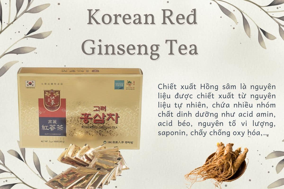 Trà hồng sâm – Korean Red Ginseng Tea với thành phần chính là chiết xuất hồng sâm