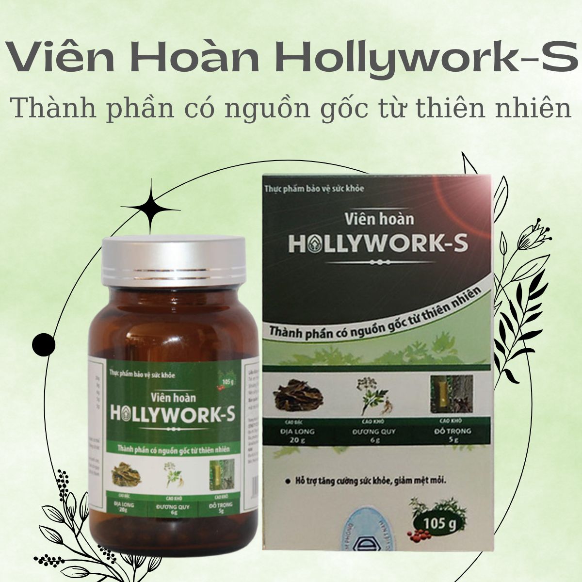 Viên Hoàn Hollywork-S 8 Viên Hoàn Hollywork-S có thành phần nguồn gốc từ thiên nhiên