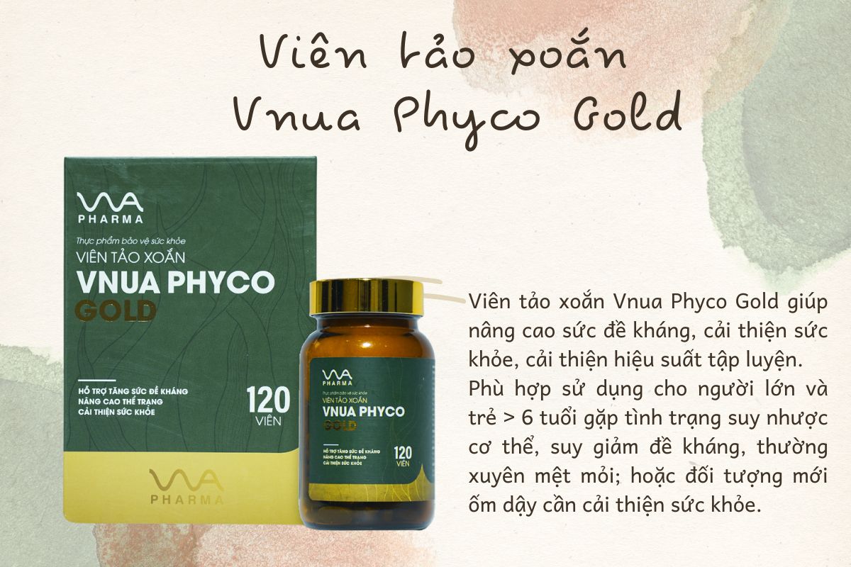 Viên tảo xoắn Vnua Phyco Gold 10 Viên tảo xoắn Vnua Phyco Gold hỗ trợ nâng cao thể lực