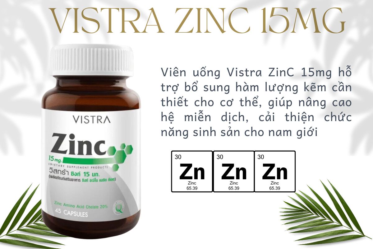 Vistra ZinC 15mg 8 Vistra ZinC 15mg hỗ trợ bổ sung kẽm, tăng cường sức khỏe