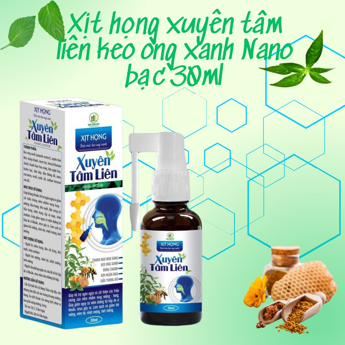 Xịt họng xuyên tâm liên keo ong xanh Nano bạc 30ml 9 Xịt họng xuyên tâm liên keo ong xanh Nano bạc 30ml có tốt không?