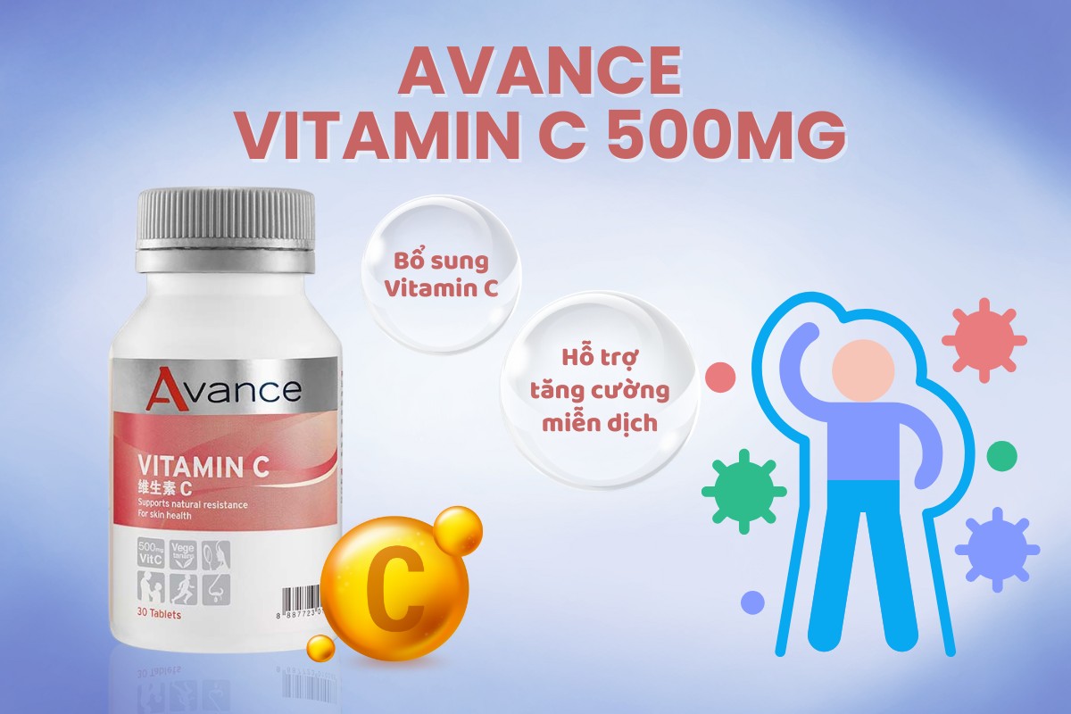 Avance Vitamin C 500mg 8 Avance Vitamin C 500mg hỗ trợ tăng cường miễn dịch