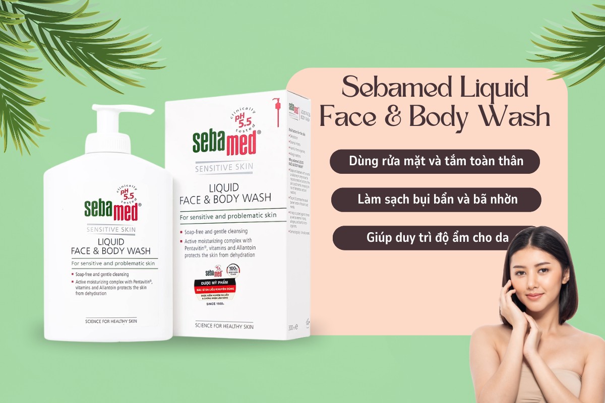 Sebamed Liquid Face & Body Wash 13 Sebamed Liquid Face & Body Wash dùng để rửa mặt và tắm toàn thân