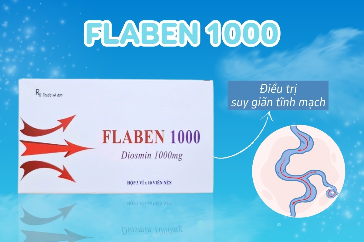 Flaben 1000 6 Thuốc Flaben 1000 điều trị suy giãn tĩnh mạch