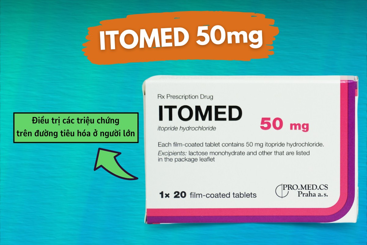 Thuốc Itomed 50mg điều trị đầy hơi, buồn nôn và một số triệu chứng khác trên đường tiêu hóa