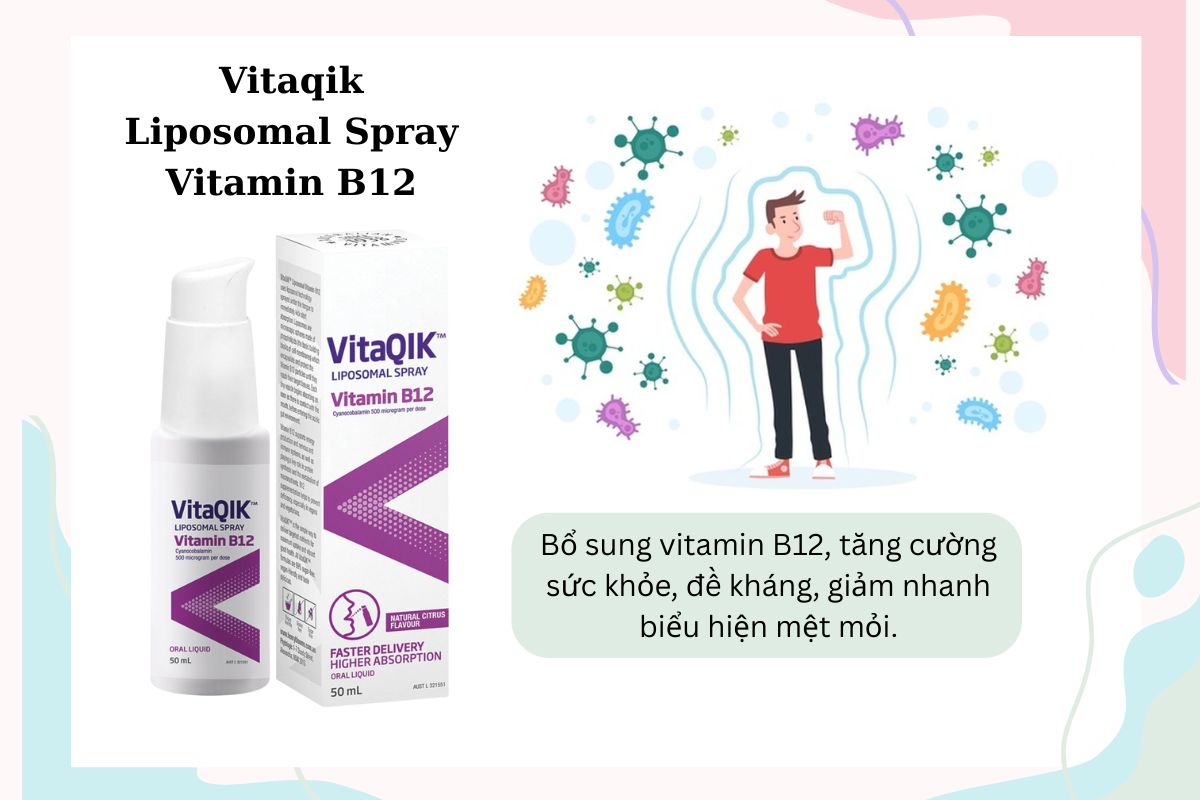 Vitaqik Liposomal Spray Vitamin B12 11 Tác dụng của Vitaqik Liposomal Spray Vitamin B12