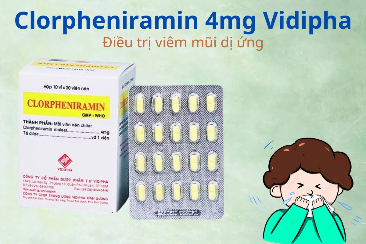 Clorpheniramin 4mg Vidipha điều trị viêm mũi dị ứng