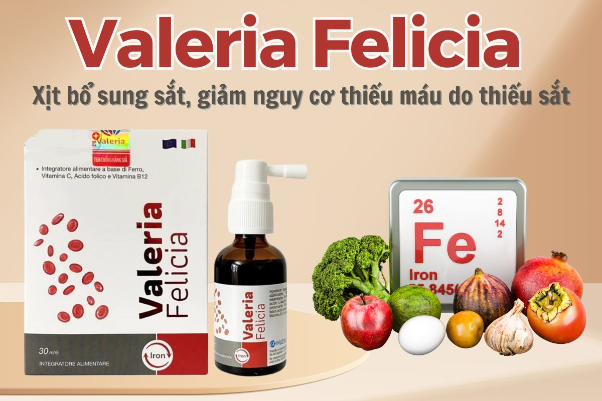 Xịt bổ sung sắt Valeria Felicia 12 Xịt bổ sung sắt Valeria Felicia