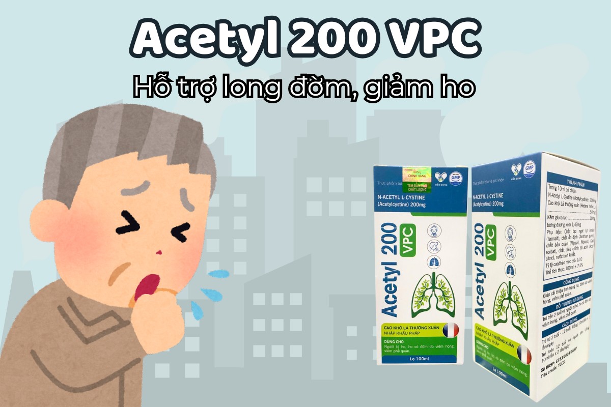 Acetyl 200 VPC 11 Acetyl 200 VPC hỗ trợ long đờm, tiêu nhầy, giảm ho